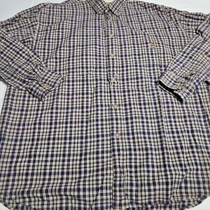 Clinch Long Sleeve Plaid Button Down Shirt Casual‎ Western Cowboy Mens XL